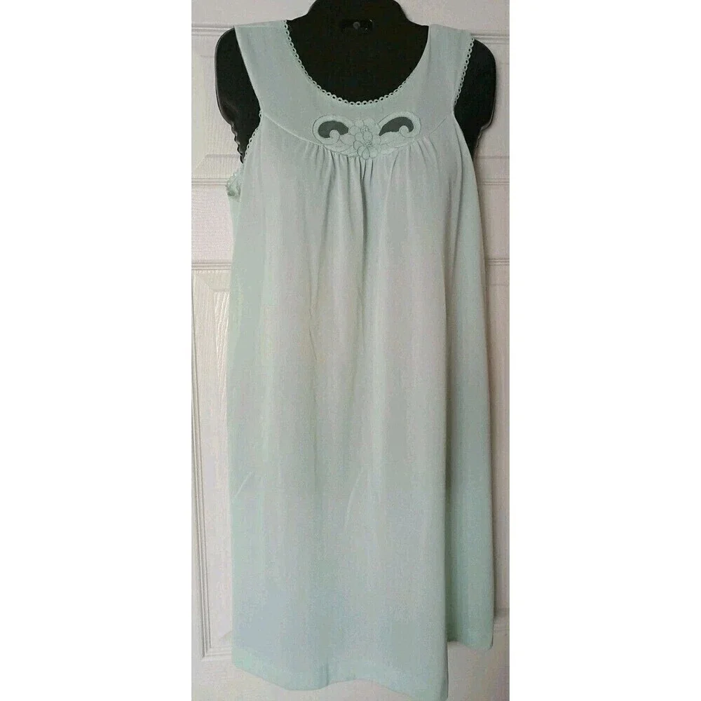 Lorraine Satin Nightgown Size Small Women's Seafoam Green Sleeveless Nylon USA